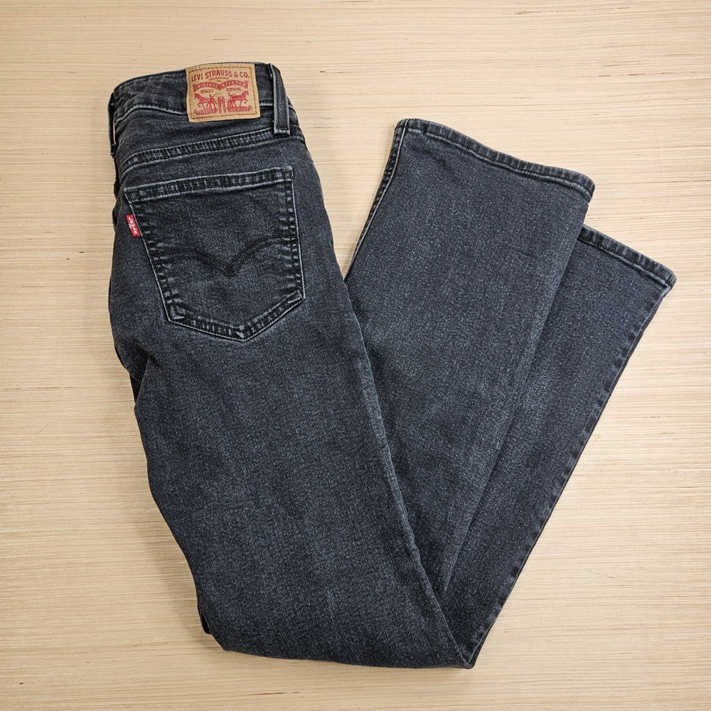 Levi's Superlow Boot Women 26 Fit 26x30.5 Gray Denim Low Rise Bootcut Jeans